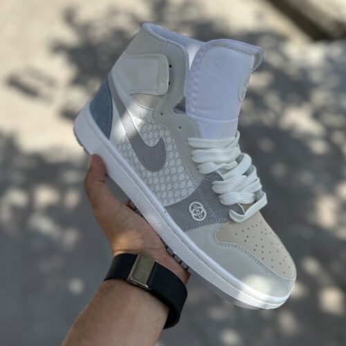 IMG_2328-500x500 کفش ساقدار زنانه Air Jordan 1 (الهام گرفته از Gucci) - مدل Paris - آبی/قرمز/سبز - سایز ۳۷ تا ۴۰ - Image 1