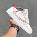 کفش کتانی نایک تراویس لو Nike Travis Scott Low Red Phantom زنانه سفید قرمز مشکی | کفش اسپرت و روزمره | سایز ۳۷ تا ۴۰
